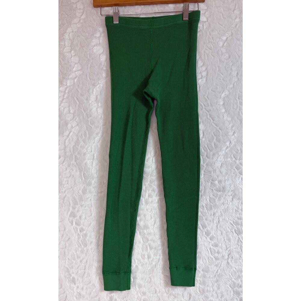 Hanna Andersson Green Organic Cotton Thermal Waffle Knit Long John Pants Kids 10